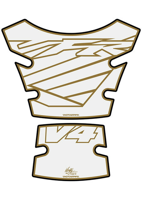 モトグラフィックス タンクパッド WHT／GLD VFR800 98-12