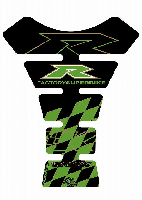 モトグラフィックス タンクパッド BLK／GRN KAWASAKI SPINE