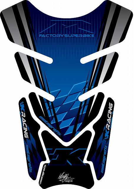 モトグラフィックス タンクパッド BLU KAWASAKI QUADPAD