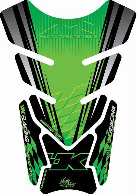 モトグラフィックス タンクパッド GRN KAWASAKI QUADPAD
