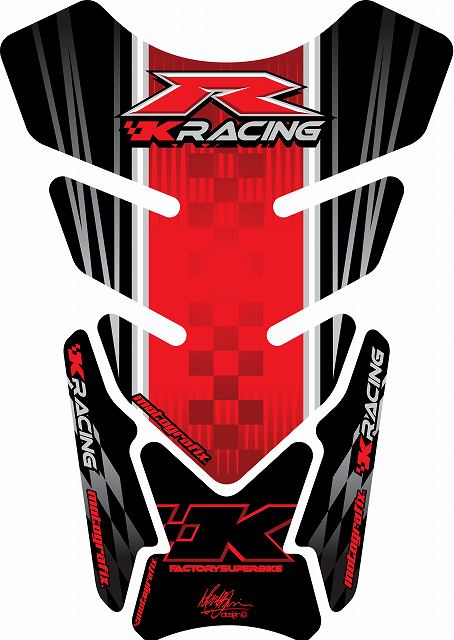 モトグラフィックス タンクパッド RED KAWASAKI QUADPAD