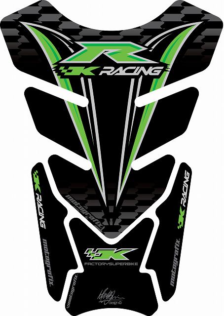 モトグラフィックス タンクパッド BLK／GRN KAWASAKI QUADPAD