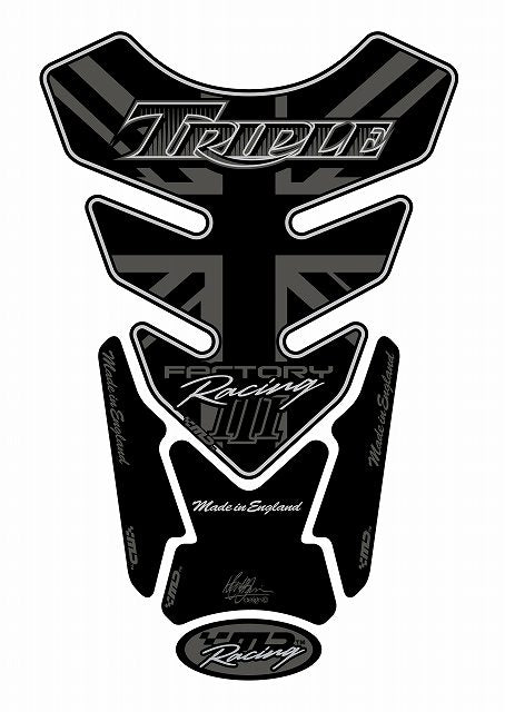 モトグラフィックス タンクパッド BLK TRIUMPH TRIPLE