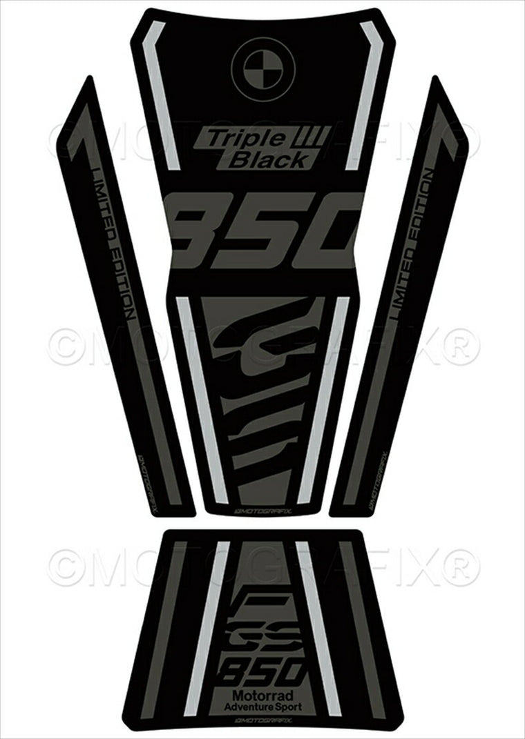 モトグラフィックス｜タンクパッド BLK/GRY/SIL BMW F850GS TE -Triple Black Edition｜MT-TB054TB