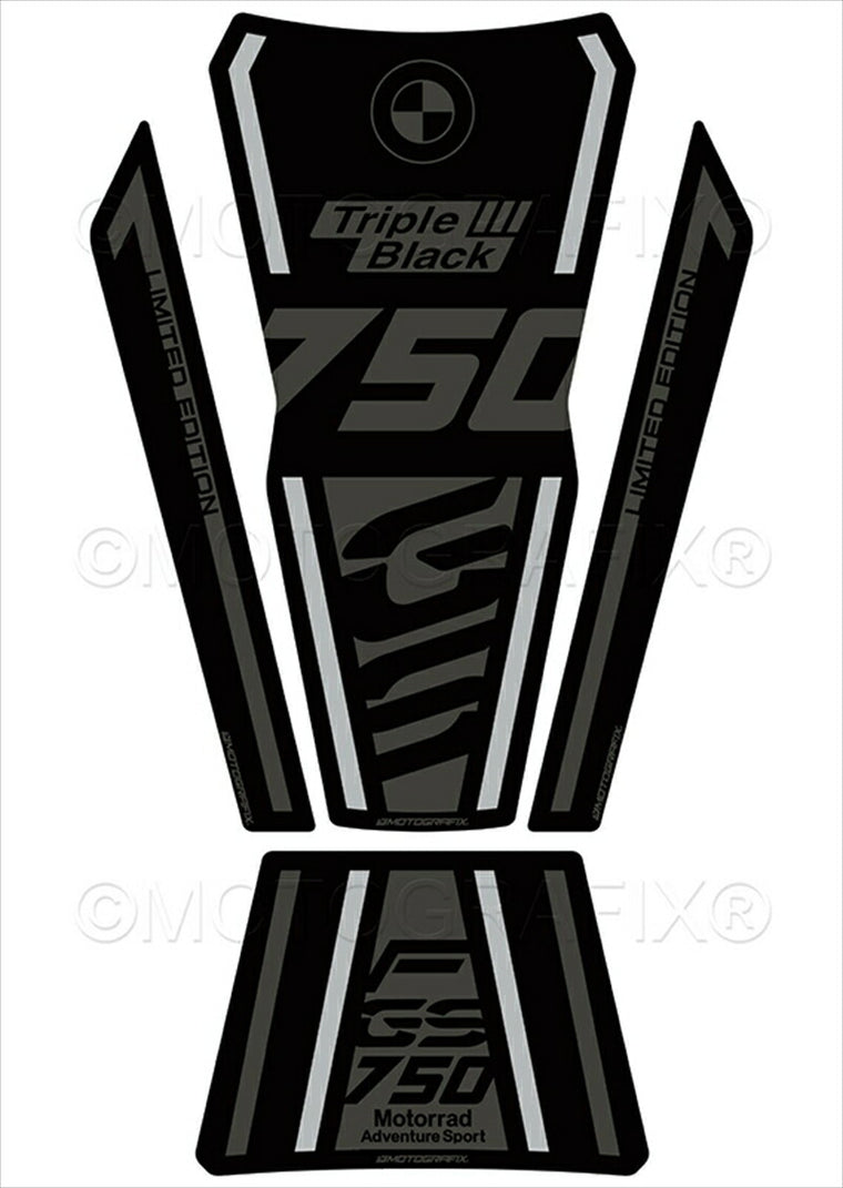 モトグラフィックス｜タンクパッド BLK/GRY/SIL BMW F750GS TE -Triple Black Edition｜MT-TB053TB
