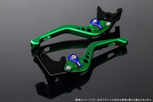 SPEEDRA アジャストレバー 3Dショート Mグリーン／Mブルー NINJA1000 17-18 Z1000 17-18 Z900RS LVFM028GN-BE