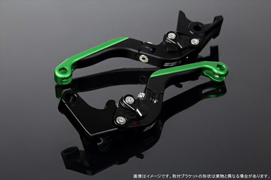 SPEEDRA アジャストレバー 可倒延長式 Mブラック／Mブラック／MグリーンNINJA1000 17-18 Z1000 17-18 Z900RS LVGM028BK-BKGN