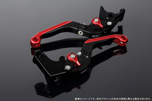 SPEEDRA アジャストレバー 可倒延長式 Mブラック／Mレッド／MレッドNINJA1000 17-18 Z1000 17-18 Z900RS LVGM028BK-RDRD