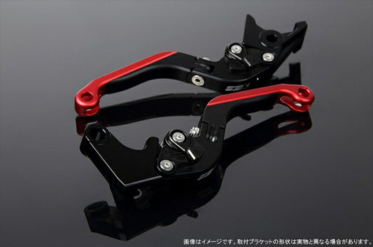 エスエスケイ スピードラ｜アジャストレバー 可倒延長式 Mブラック/Mブラック/MレッドGSX250R V-STROM250 RGV250γ VJ23A｜LVGM048BK-BKRD