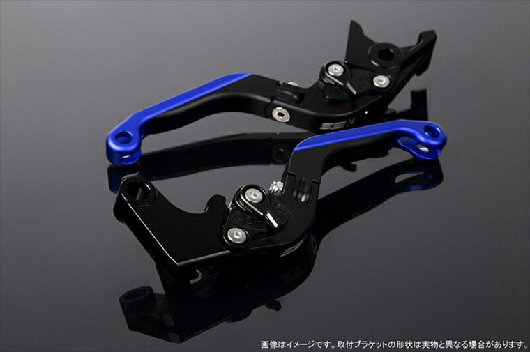 エスエスケイ スピードラ｜アジャストレバー 可倒延長式 Mブラック/Mブラック/MブルーGSX250R V-STROM250 RGV250γ VJ23A｜LVGM048BK-BKBE