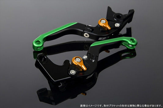 エスエスケイ スピードラ｜アジャストレバー 可倒延長式 Mブラック/Mゴールド/MグリーンGSX250R V-STROM250 RGV250γ VJ23A｜LVGM048BK-GDGN