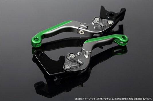 エスエスケイ スピードラ｜アジャストレバー 可倒延長式 Mチタン/Mチタン/Mグリーン GSX250R V-STROM250 RGV250γ VJ23A｜LVGM048TM-TMGN
