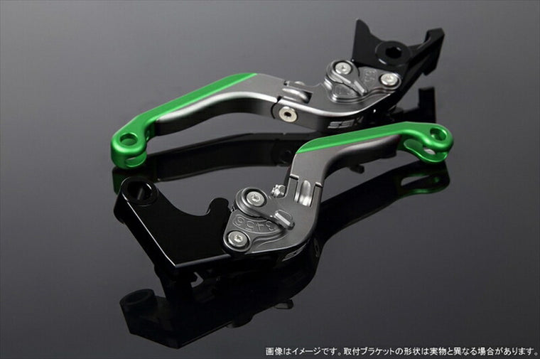 エスエスケイ スピードラ｜アジャストレバー 可倒延長式 Mチタン/Mチタン/Mグリーン GSX250R V-STROM250 RGV250γ VJ23A｜LVGM048TM-TMGN