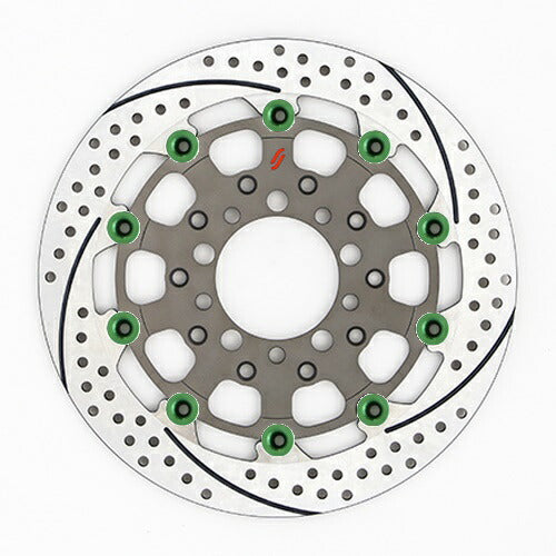 SUNSTAR BRAKE サンスター プレミアムR スリット＆ホール L ZRX1200DAEG(φ310)ピン:グリーン カタログ品番：P095-8943 メーカー品番：ES207WL-GR
