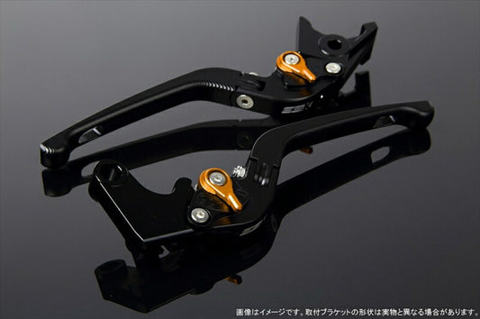 エスエスケイ スピードラ｜アジャストレバー 3D可倒式 Mブラック/Mゴールド Monkey125 GROM/MSX125 13-16 CBR250R MC41｜LVDM003BK-GD