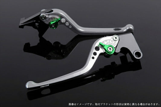 SPEEDRA アジャストレバー 3D ロング シルバー／グリーン NINJA1000 17-18 Z1000 17-18 Z900RS KA0406998-GN