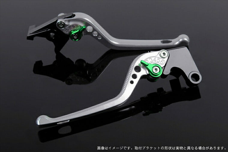 SPEEDRA アジャストレバー 3D ロング シルバー／グリーン NINJA1000 17-18 Z1000 17-18 Z900RS KA0406998-GN