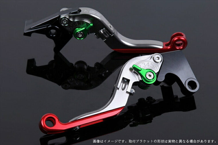 SPEEDRA アジャストレバー 可倒延長式 チタン／グリーン／レッド NINJA1000 17-18 Z1000 17-18 Z900RS KA0407016-GNRD