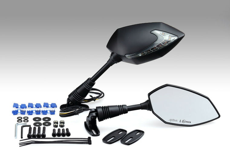 KIJIMA キジマ ミラー TECH06 ブラック ウインカー付 L Rセット ロング Cマウント カタログ品番：P089-6479 メーカー品番：203-8077