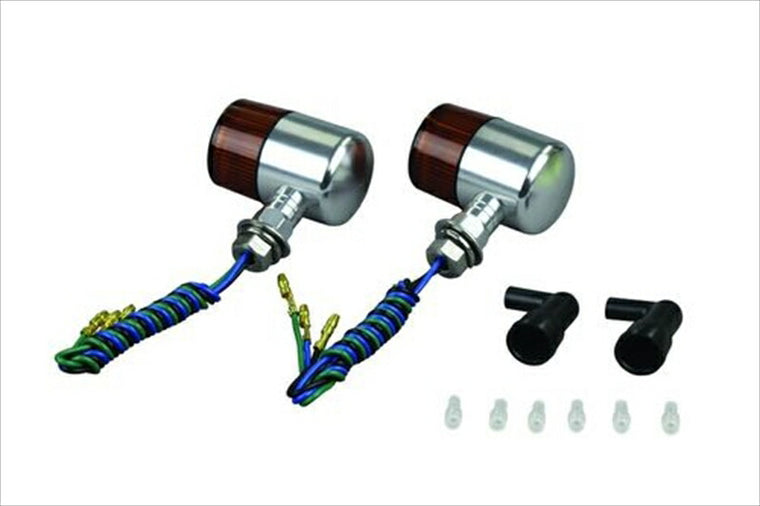 POSHFAITH｜ポッシュフェイス アルミマシンド71ウインカー 2個入 ナローショートステー シルバー／オレンジ ダブル球｜091491-N3