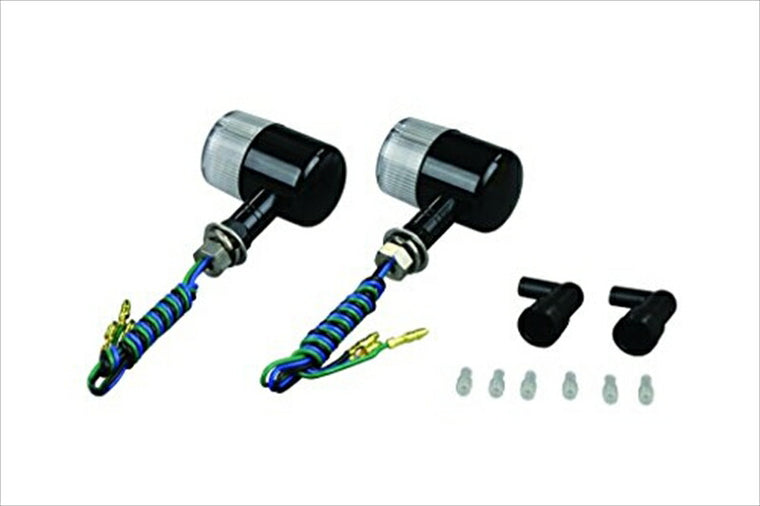 POSHFAITH｜ポッシュフェイス アルミマシンド71ウインカー 2個入 ナローショートステー ブラック／クリア ダブル球｜091492-N6
