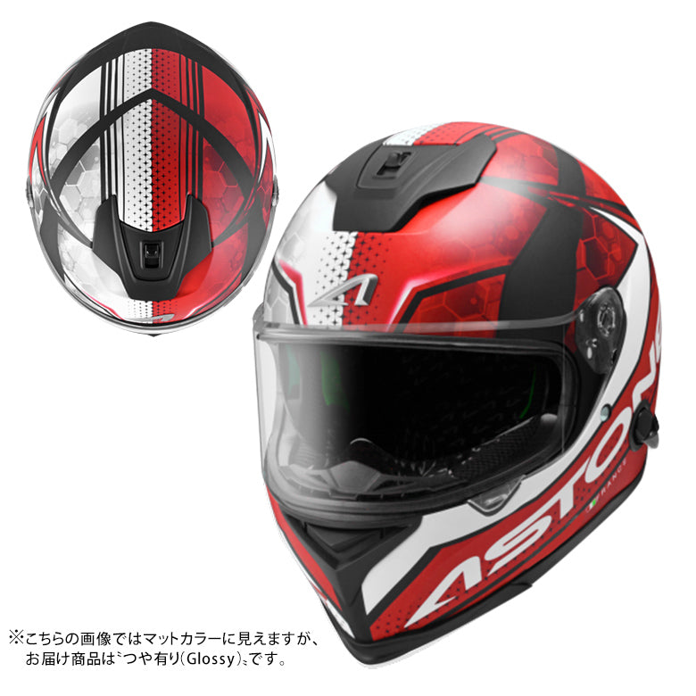 バイクフルフェイスヘルメット ASTONE(アストン) GTB800 ABS インナーシールド装備 グラフィック BLACK/AO11 RED