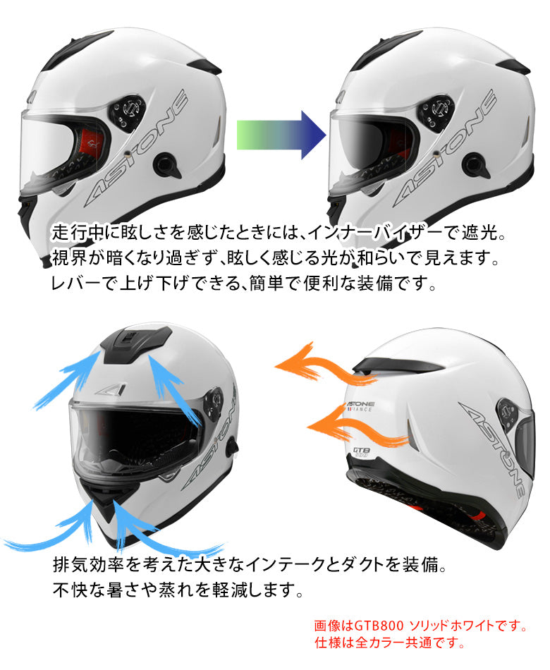 バイクフルフェイスヘルメット ASTONE(アストン) GTB800 ABS