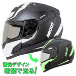 バイクフルフェイスヘルメット 暗闇で光る！ NIKKO(ニッコー) N-805 グローインザダーク インナーシールド装備 黒 蓄光 夜光