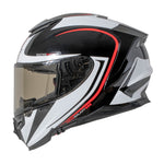 バイクフルフェイスヘルメット NIKKO(ニッコー) N-806 ブラック/ホワイトレッド インナーシールド装備 インカムポケット 白 黒 赤