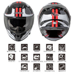 バイクフルフェイスヘルメット NIKKO(ニッコー) N-806 ブラック/ホワイトレッド インナーシールド装備 インカムポケット 白 黒 赤