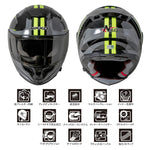 バイクフルフェイスヘルメット NIKKO(ニッコー) N-806 ブラック/グレーイエロー インナーシールド装備 インカムポケット 黒 灰 黄