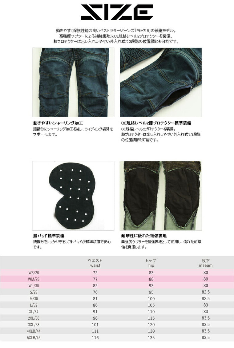 KOMINE スーパーフィット KV デニムジーンズ PK-718Ⅱ